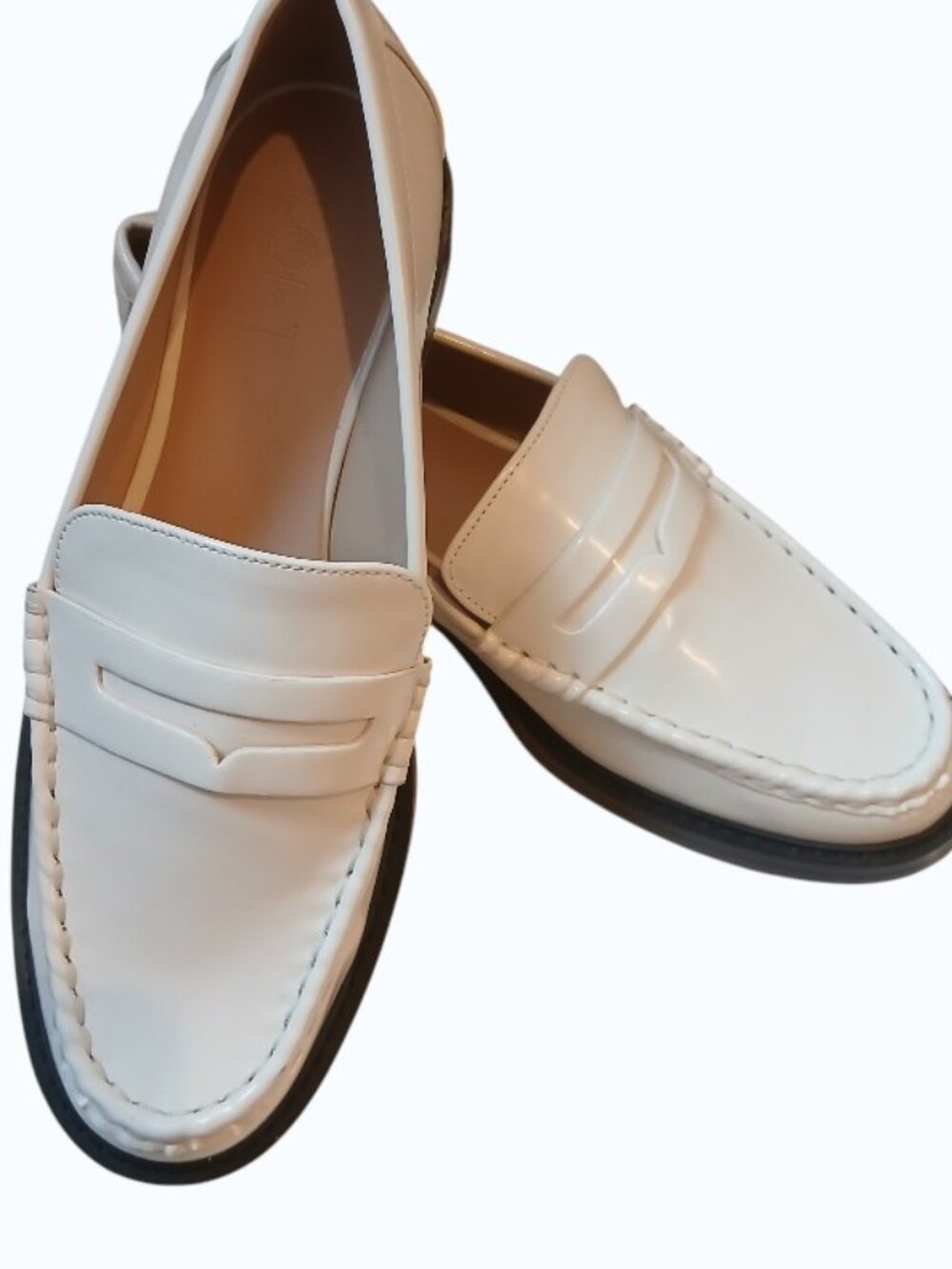 LOFT Cream Patent Leather Loafers - NWOB